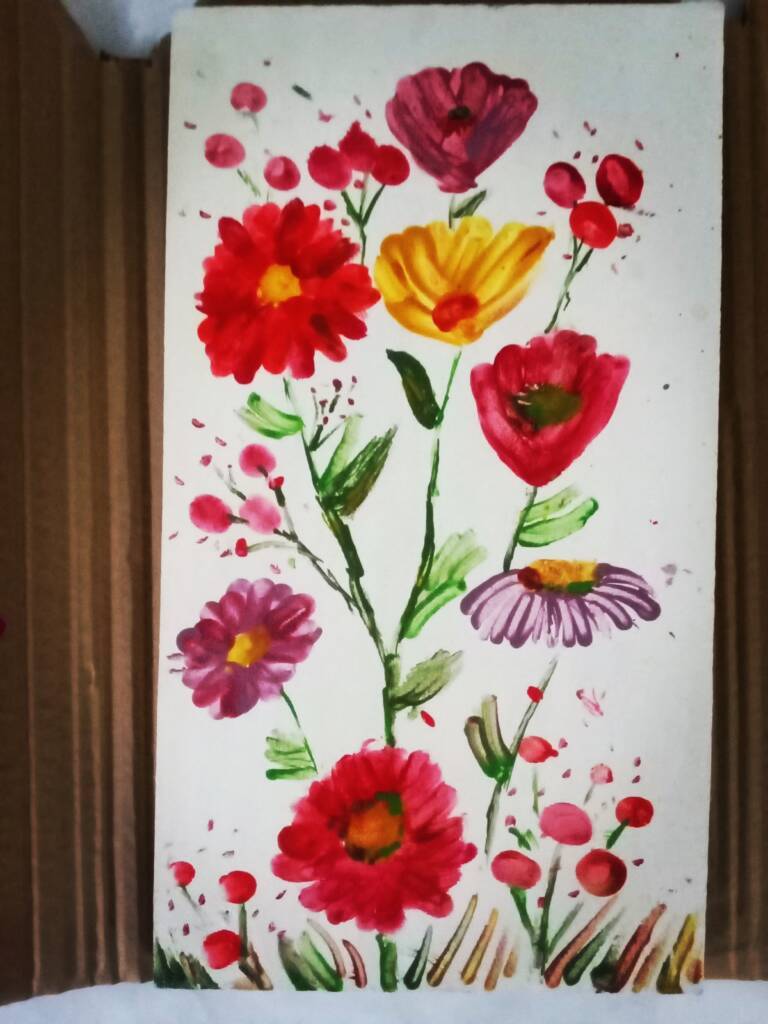 kolorowe kwiaty na papierze